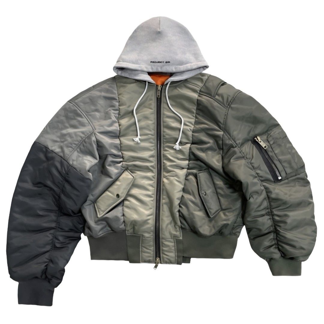 Project G/R Unbalanced Reworked Bomber Jacket Khaki 프로젝트G/R