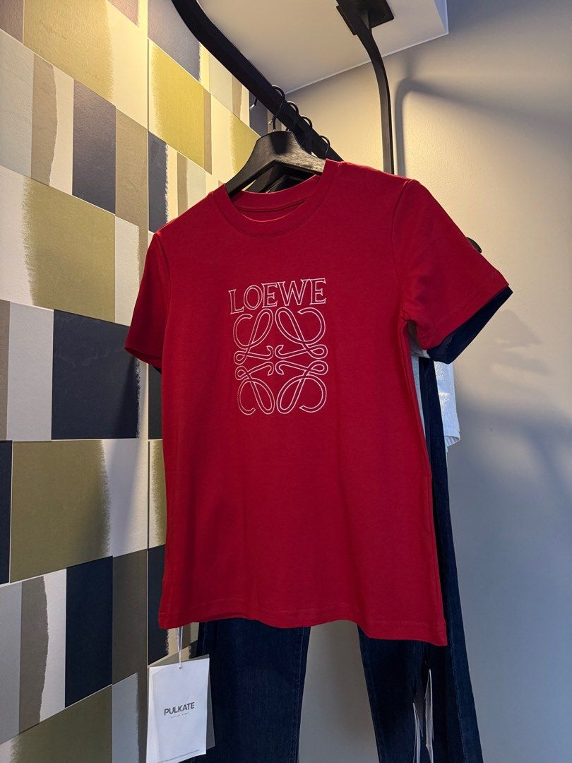 Pulkate Loewe T-shirt (Category: Shirts) located in Manila. Submitted by declutterwithelle (Listing ID 1404401692, Image 1). Description: BKK CLOTHES ON HAND | SHOP WITH JOY 📌 Pulkate Rola Shirt 🧾Available in Red (3) ❗️Fits best: XS-M.
