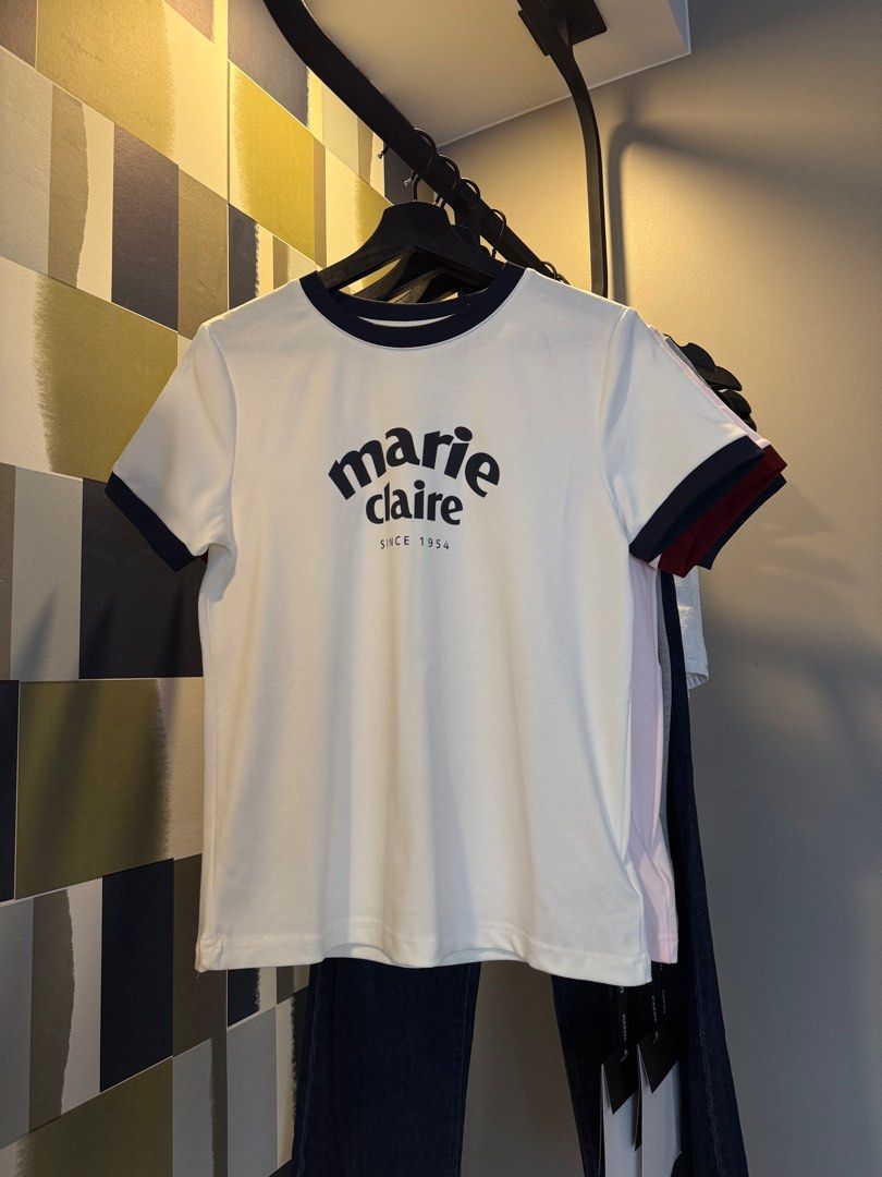 Pulkate Marie Claire Ringer T-shirts (Category: Shirts) located in Manila. Submitted by declutterwithelle (Listing ID 1404401329, Image 2). Description: BKK CLOTHES ON HAND | SHOP WITH JOY 📌 Pulkate Rola Shirt 🧾 Available in Pink (3), White (2), Navy (3), & Grey (3) ❗️Fits best: XS-M.