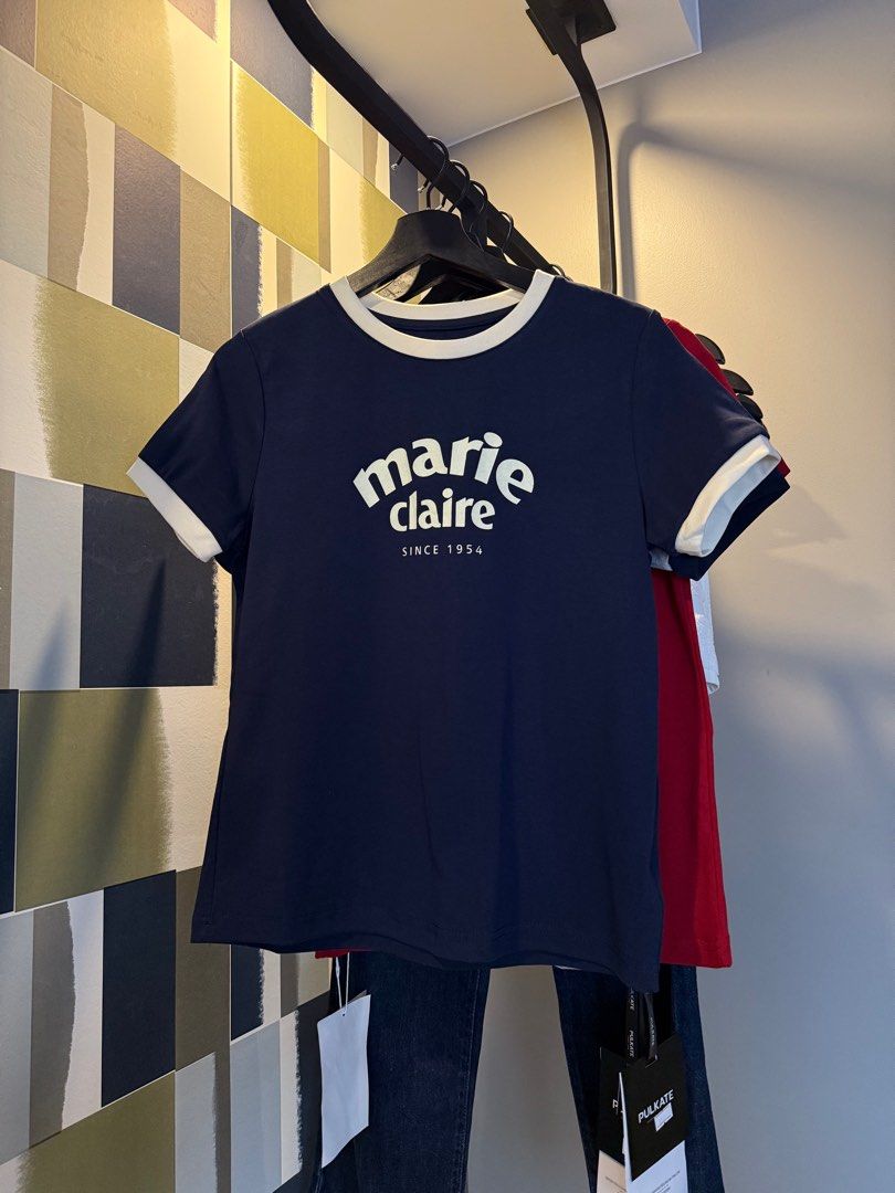 Pulkate Marie Claire Ringer T-shirts (Category: Shirts) located in Manila. Submitted by declutterwithelle (Listing ID 1404401329, Image 3). Description: BKK CLOTHES ON HAND | SHOP WITH JOY 📌 Pulkate Rola Shirt 🧾 Available in Pink (3), White (2), Navy (3), & Grey (3) ❗️Fits best: XS-M.