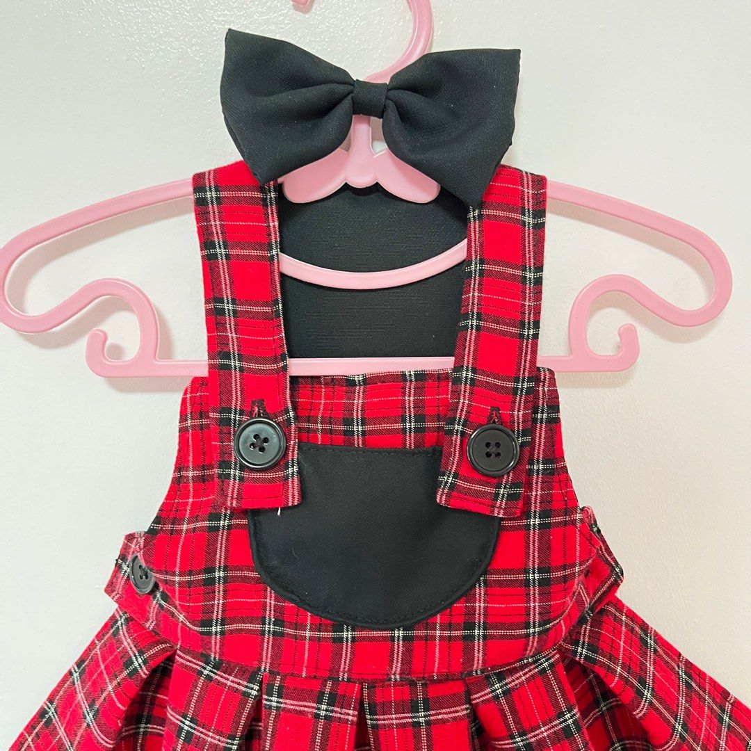 Red Plaid Dog Dress (Category: Homes & Other Pet Accessories) located in Las Pinas. Submitted by excusemeeee (Listing ID 1404420929, Image 2). Description: ❤️Red Plaid Dog Dress🖤 🥀 Size xs- semi small - 15” 🥀 Skirt is more structured kaya super cutee when worn esp with black furbabyyy 🥀 Bow included 🎀 Handmade with care 🫶🏻 Quality Made 💖 No haggling pls.