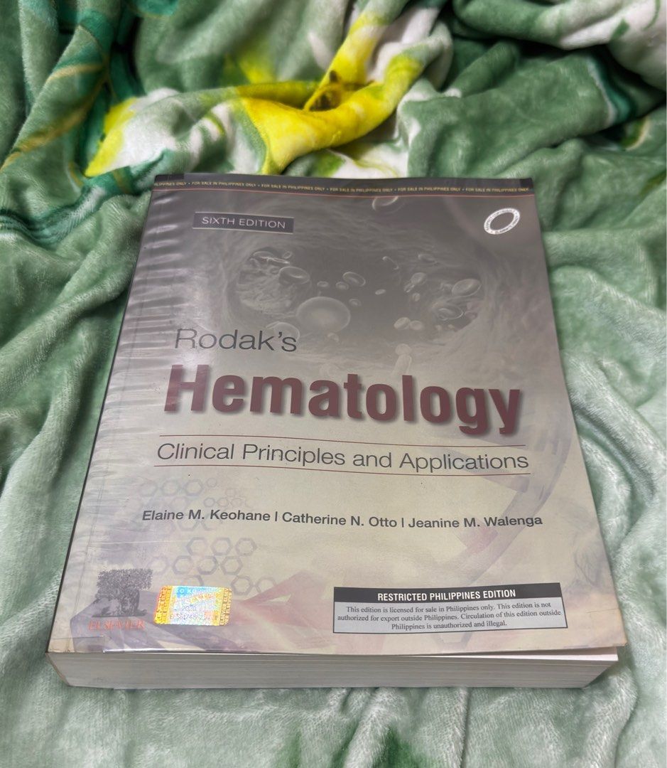Rodak's Hematology 6th Edition (Category: Textbooks) located in Quezon City. Submitted by eli.maiht (Listing ID 1404514485, Image 2). Description: ✨Decluttering Brand New & Preloved Items✨ Rodak's Hematology 6th Edition 📍 Near Welcome Rotonda, Quezon City 💳 GCash / Maya / BPI 🎨 Note: Colors may vary due to lighting 📦 Delivery: To be booked and paid by the buyer Feel free to scroll through my listings and send a message for inquiries! 🛍️😊.
