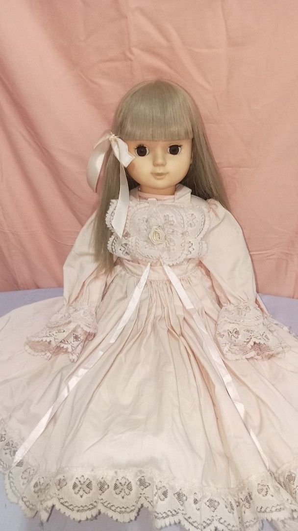 Sekiguchi doll (Category: Kids Toys) located in Roxas. Submitted by anelhey903 (Listing ID 1404497571, Image 3). Description: - Vintage Sekiguchi doll - Long, light-colored hair - Pink dress with lace detailing - Long sleeves and ribbon waist - Small bow in hair.