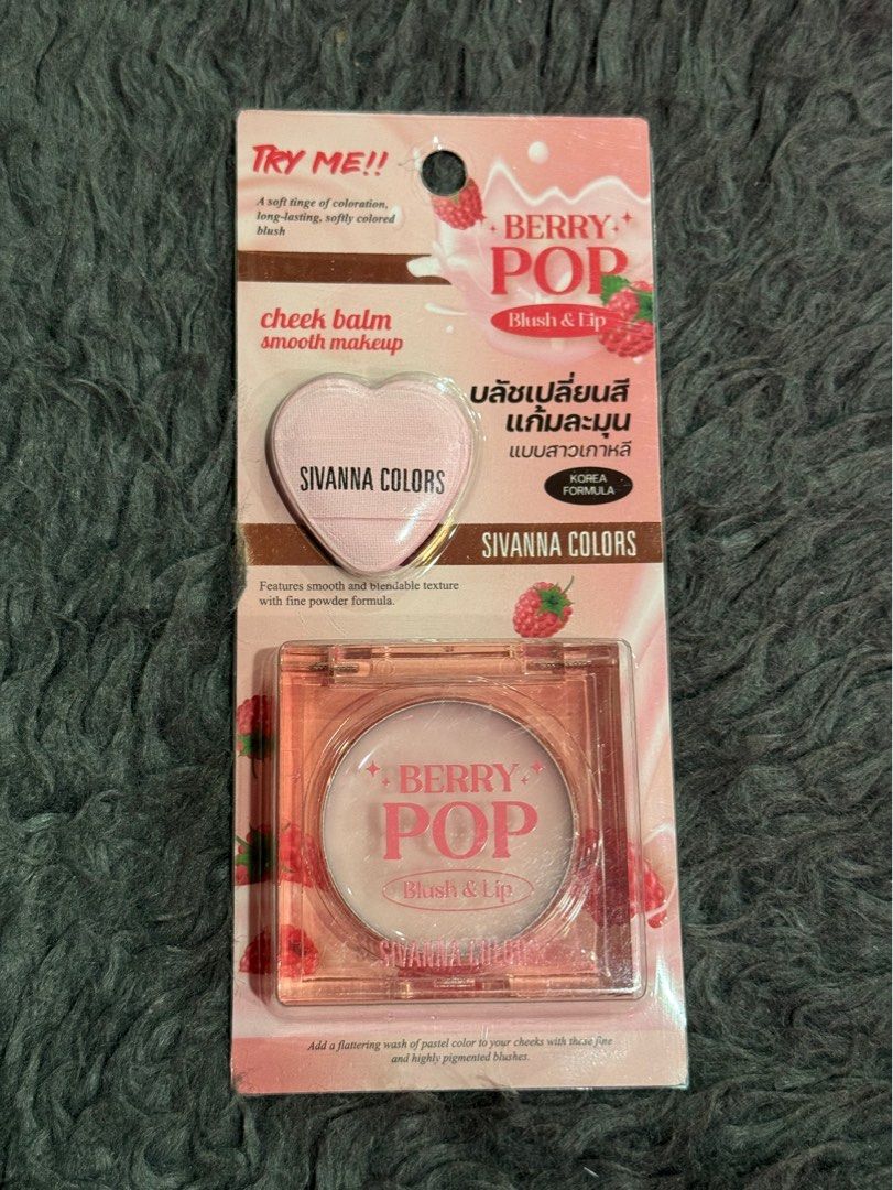 Sivanna Berry Pop - Blush & Lip (Category: Makeup) located in Muntinlupa City. Submitted by venditagarage (Listing ID 1404544654, Image 1). Description: Sivanna Colors Cheek Balm (Blush & Lip) Smooth Makeup Korean Formula.