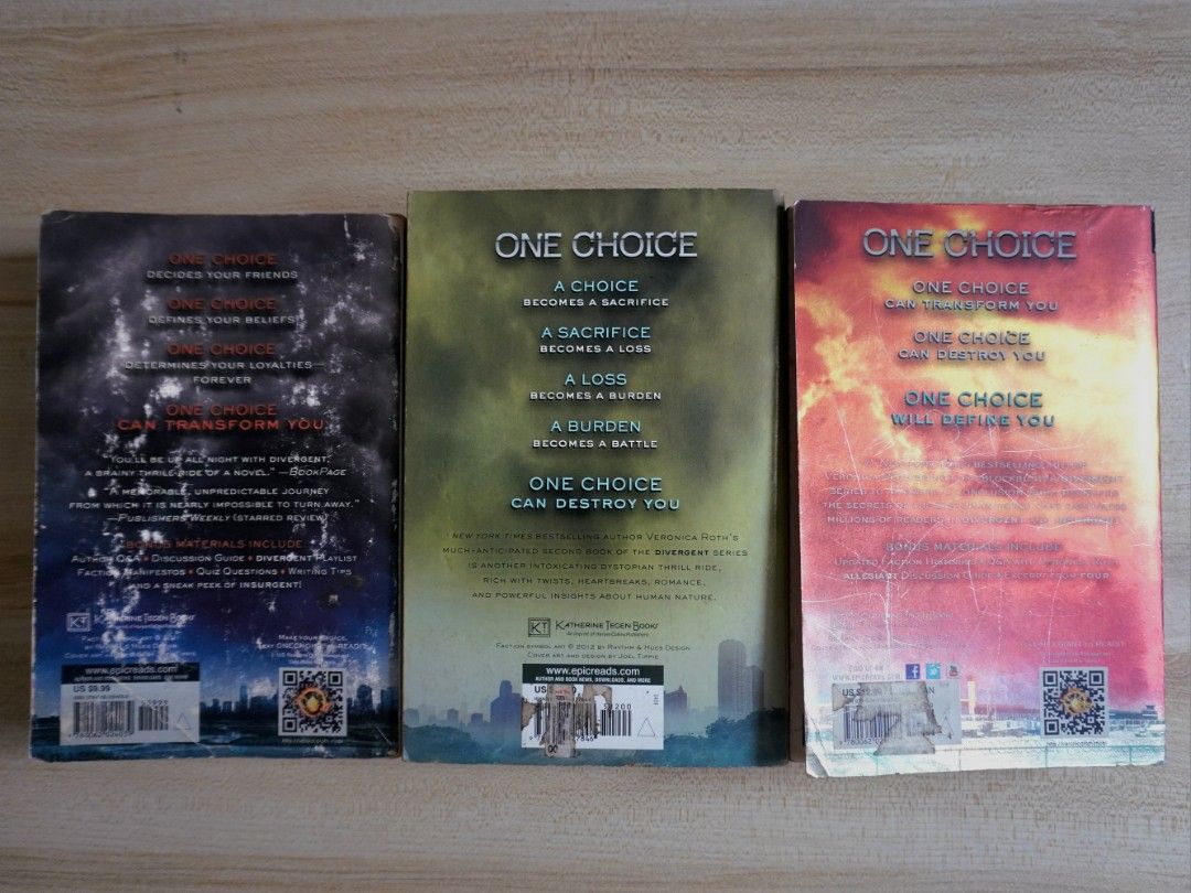 Divergent Series [BOOK SET] (Category: Storybooks) located in Bacoor. Submitted by sofymc (Listing ID 1404505130, Image 2). Description: 📖 Format: Paperback ‼️ Disclaimer: These are preloved copies so there's foxing/tanning on the pages.