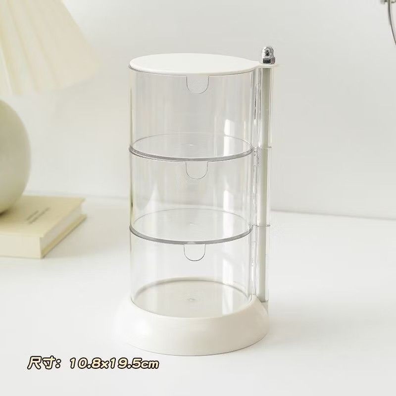 3-Tier Rotating Storage Organizer (Category: Storage Boxes & Baskets) located in Pasig City. Submitted by aangelic (Listing ID 1404627888, Image 1). Description: - 3-Tier Rotating Organizer - Clear design for easy visibility - White base and top - Rotating mechanism for easy access - Dimensions: 10.8x19.5cm.