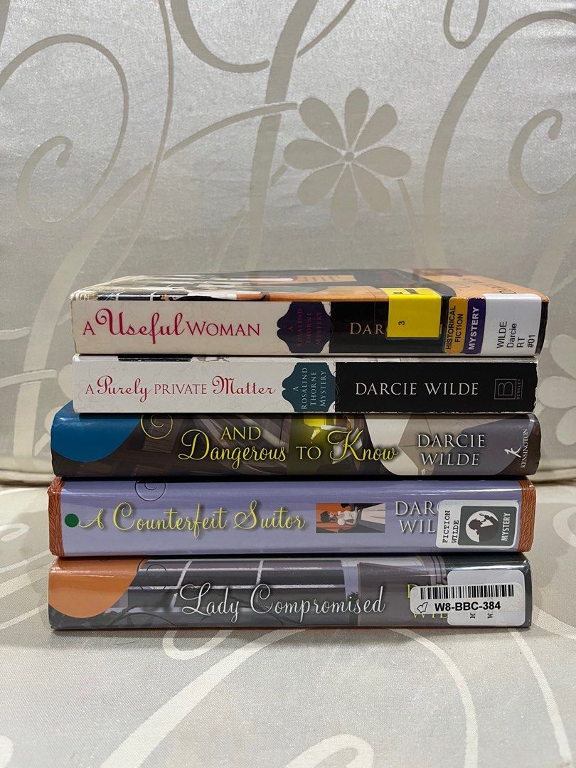 A Rosalind Thorne Mystery - Darcie Wilde (Category: Storybooks) located in Digos. Submitted by millie.12 (Listing ID 1404676517, Image 1). Description: A Rosalind Thorne Mystery by Darcie Wilde Book #1 - A Useful Woman (PB) Book #2 - A Purely Private Matter (PB) Book #3 - And Dangerous to Know (HB) Book #4 - A Counterfeit Suitor (HB) Book #5 - Lady Compromised (HB) Thrifted books -historical, romance, mystery -sold as set - a mix of library/remai