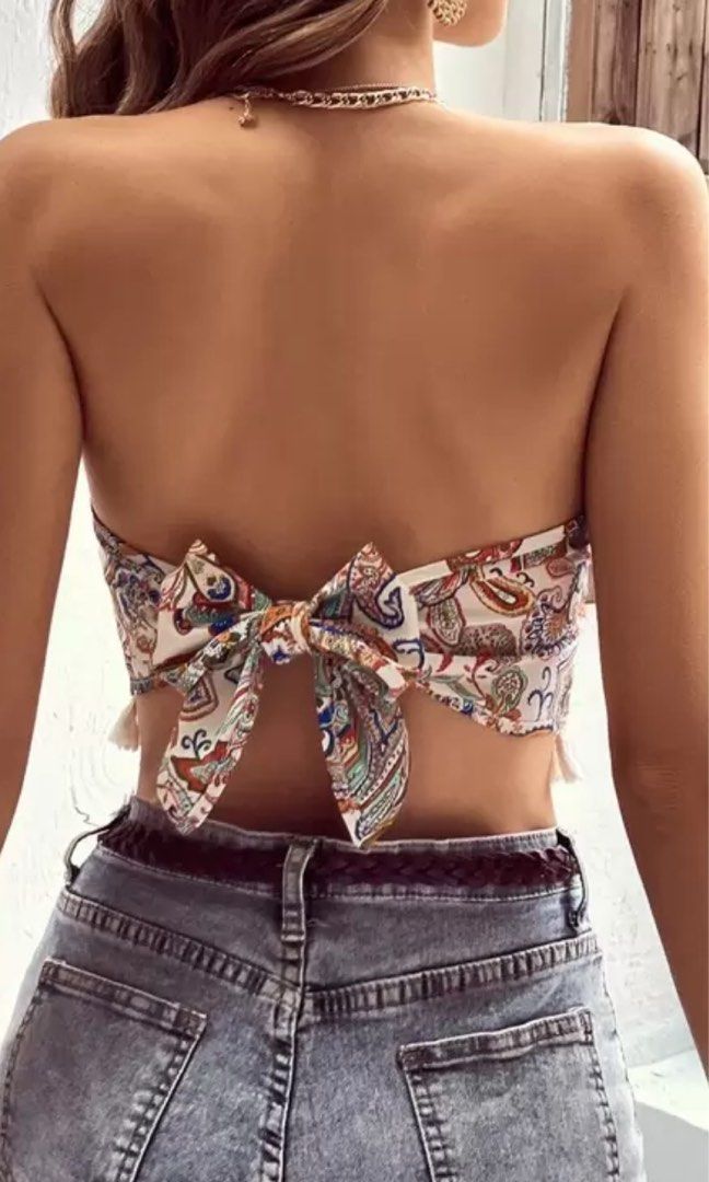 Boho Paisley Tube Top (Category: Others Tops) located in Imus. Submitted by collset (Listing ID 1404632365, Image 2). Description: - Strapless design - Bow detail at the back - Fringe along the bottom - Ideal for summer.
