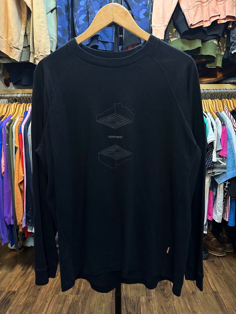 Goopi Made Long sleeve shirt (Category: Tshirts & Polo Shirts ) located in Pasig City. Submitted by worn2wice (Listing ID 1404633540, Image 1). Description: Size 1 small fits L-XL Width 23 Length 30 Excellent condition.
