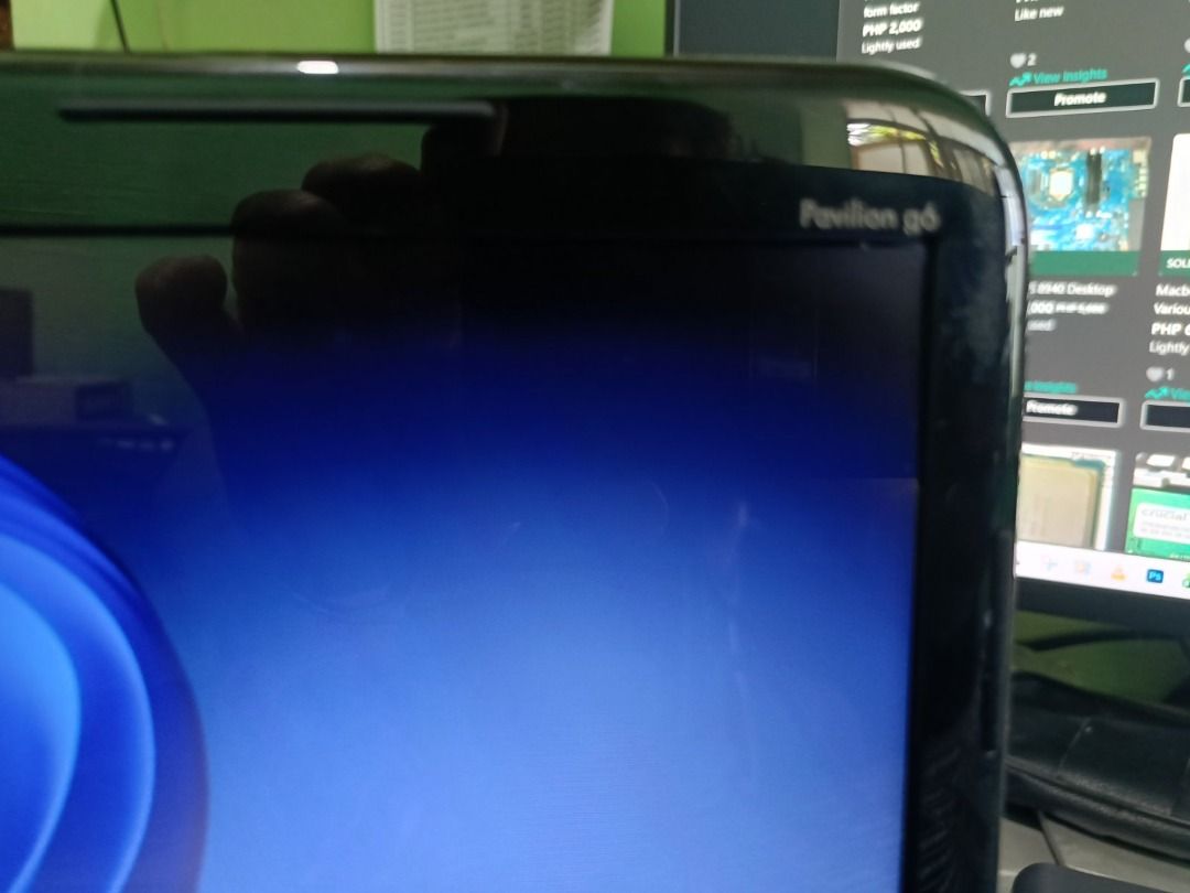 HP Pavilion g6 Laptop (Category: Laptops & Notebooks) located in Imus. Submitted by 09275318134 (Listing ID 1404646557, Image 3). Description: HP Pavilion g6 laptop with Intel i7-2620M CPU and 8GB RAM. It has a 119GB C drivee. The laptop runs on Windows 11 Home Single Language. I have put extra 931gb drive on dvd drive bay. it has multiple USB ports. The keyboard and trackpad are visible. Please see actual picture. Issue: RIGHT HINGE COVER LOSS B