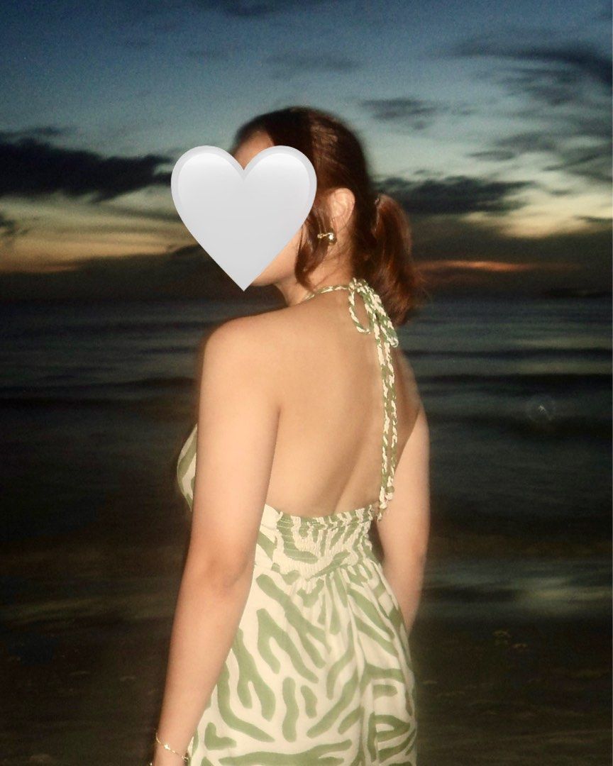 Mango White and Green Dress (Category: Dresses) located in Quezon City. Submitted by kiwistuffx (Listing ID 1404255793, Image 3). Description: Super duper fave Mango dress! 💚 • Super flowy and lightweight fabric, but not see through at all • Fits XXS to M because it has adjustable halter straps, flowy, garter backing, and side zipper • Sold out na online and in-store. Original price Php 3,295 Like new, used just once for my cousin’s wedding. Ope