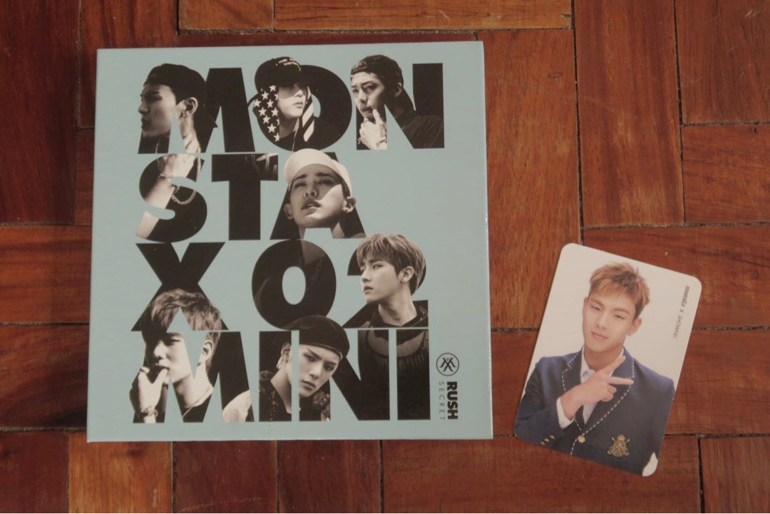 Monsta X Rush Album w/ Shownu PC (Category: K-Wave Merchandise) located in Pasig City. Submitted by shaiimaart (Listing ID 1404627361, Image 1). Description: - Preloved! - With Shownu PC.