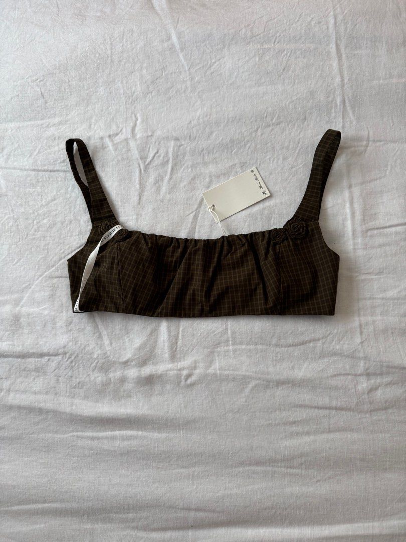 My Mum Made It Brown Plaid Bralette (Category: Shirts) located in Quezon City. Submitted by quietarchive (Listing ID 1404634918, Image 3). Description: Last price posted Bought for 4657php ♥︎Description: ♥︎Condition: 10/10 brand new with tags ♥︎Material: 100% Cotton ♥︎Size: Size S 32-34 Bust.