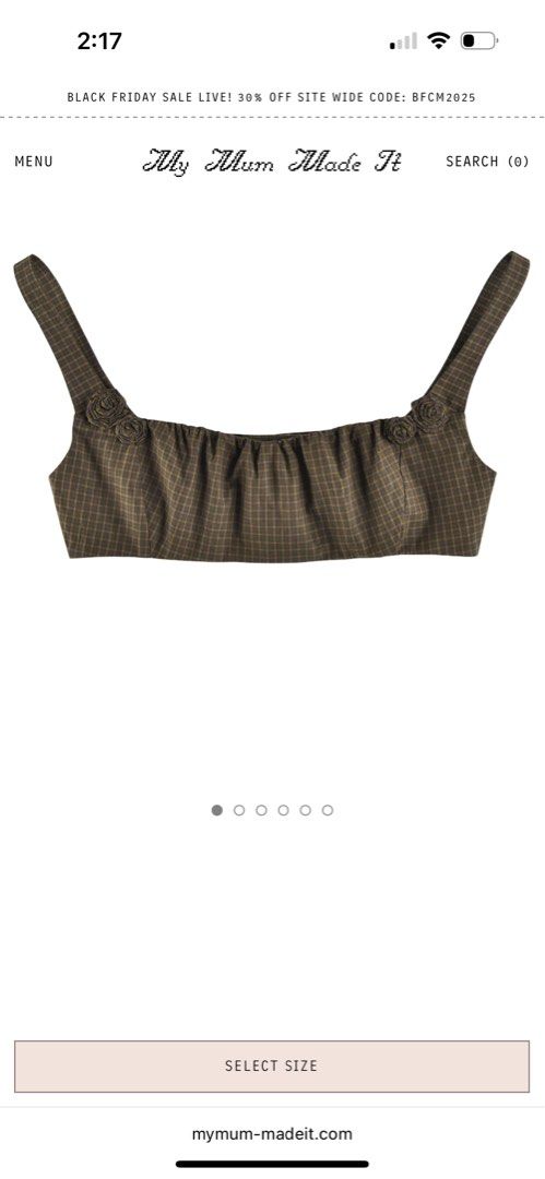 My Mum Made It Brown Plaid Bralette (Category: Shirts) located in Quezon City. Submitted by quietarchive (Listing ID 1404634918, Image 2). Description: Last price posted Bought for 4657php ♥︎Description: ♥︎Condition: 10/10 brand new with tags ♥︎Material: 100% Cotton ♥︎Size: Size S 32-34 Bust.