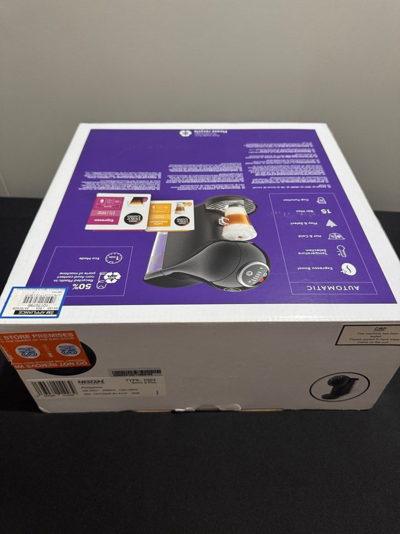 Nescafe Dolce Gusto Genio S Plus Coffee Machine (Category: Coffee Machines & Makers) located in Manila. Submitted by prlvdbyl (Listing ID 1404620862, Image 3). Description: BRAND NEW never been opened Black.