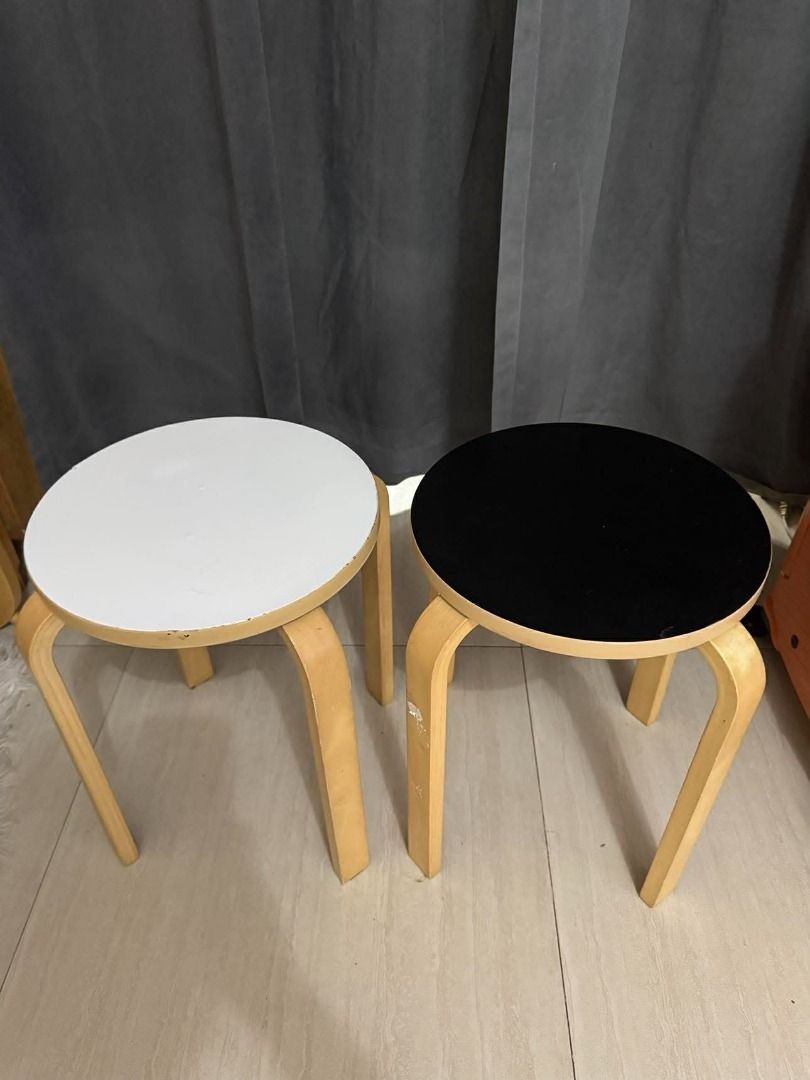SALE!!! Nitori Stackable Wooden Stool - 2pcs (Category: Chairs) located in Quezon City. Submitted by GoYo_Ltd (Listing ID 1404591281, Image 1). Description: Price is for 2pcs. Dimension: Seat Post Diameter - 33cm Height - 43cm Length - 41cm.