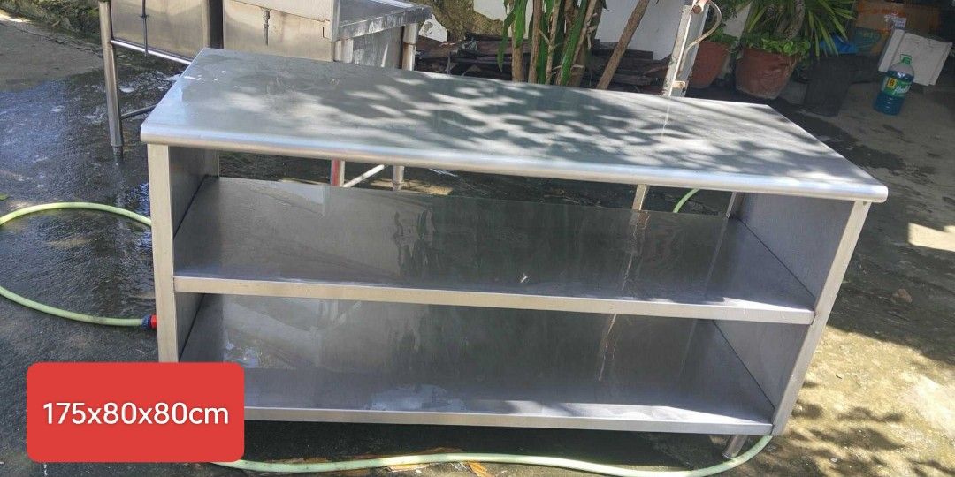 Pre loved kitchen equipment and appliances (Category: Other Kitchenware & Tableware) located in Pasay City. Submitted by cherry_nicole (Listing ID 1404713352, Image 2). Description: PRE LOVED KITCHEN EQUIPMENT AND APPLIANCES 📌2pcs Prep table 180x80cm 3 layer 📌1pc Prep table 175x80cm 3 layer 📌double sink 📌single sink 📌Koppel Ceiling mount 5.5 HP super inverter 1 year used only 📌Panasonic full size bottom freezer 14.5cuft inverter 9 month use