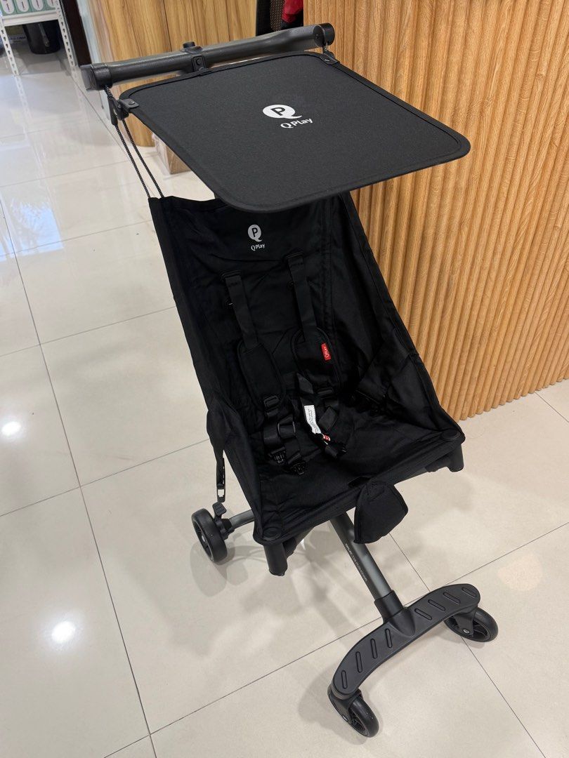 QPlay T18 Stroller with sunshade (Category: Strollers) located in Quezon City. Submitted by joyish22 (Listing ID 1404676334, Image 1). Description: Features: -Weightless pushchair that weighs only 2.8kg -Aluminum alloy frame with great flexibility and good resistance -Ultra-compact folding for space-saving storage -Cabin-sized travel friendly -Hammock seat that flows with child’s body symmetry, supported with strong paracord -Adjustable and remov