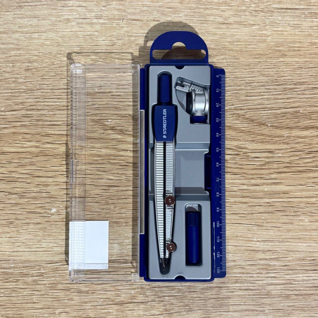 Staedtler Noris Metal Compass (Category: Stationery & School Supplies) located in Bulacan. Submitted by onlyseanli (Listing ID 1404730753, Image 2). Description: Staedtler Noris School Metal Compass 550 𓋰 never been used 𓋰 if bought together with staedtler triangles, can give all for ₱380 + sf 💵: GCash/BPI 🚚: J&T (shipping fee care of buyer).