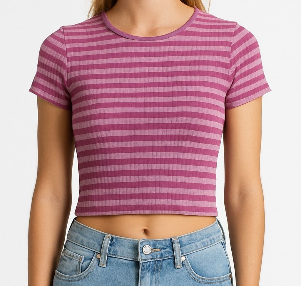 Pink Sleeve Stripe Crop Top (Category: Others Tops) located in Cavite. Submitted by cvshops (Listing ID 1404749465, Image 1). Description: xs-med no issues! see 2nd pic for back details.
