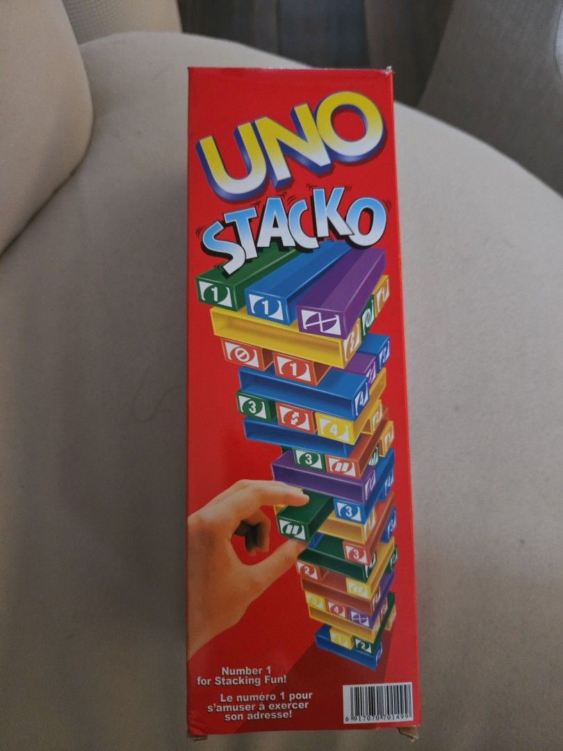UNO Stacko Stacking Game (Category: Board Games & Puzzles) located in Singapore. Submitted by xxlivelaughlovexx (Listing ID 1404675940, Image 1). Description: - UNO Stacko game - Great for family and friends - Ready for fun!.