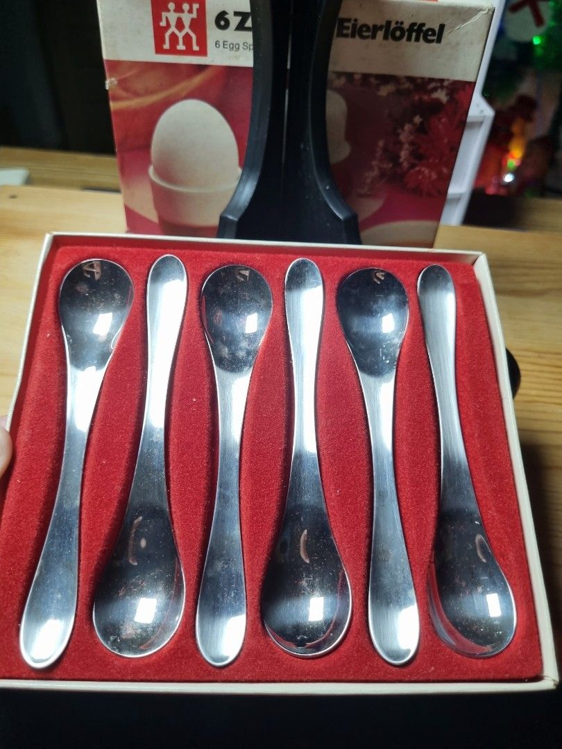 6pcs Zwilling Egg Spoons (Category: Dinnerware & Cutlery) located in San Fernando. Submitted by ads.23 (Listing ID 1404957725, Image 2). Description: 6pcs Zwilling Egg Spoons with box 18-8 stainless steel MOP: Gcash/Bank Transfer/Palawan Location: SAN FERNANDO, PAMPANGA.