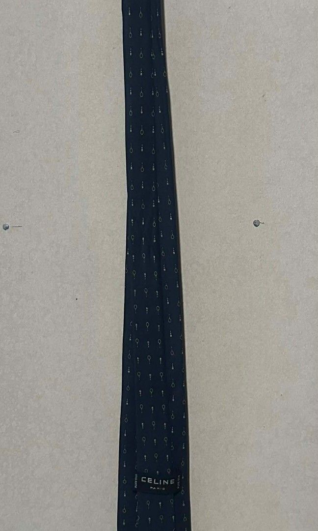 Celine Paris Necktie navy blue featuring repeating gold horse bit pattern (Category: Sets & Coordinates) located in Talacogon. Submitted by clsthrifty (Listing ID 1404863541, Image 3). Description: As new condition 100% silk From Japan Surplus 10/10 color rate 10/10 condition.