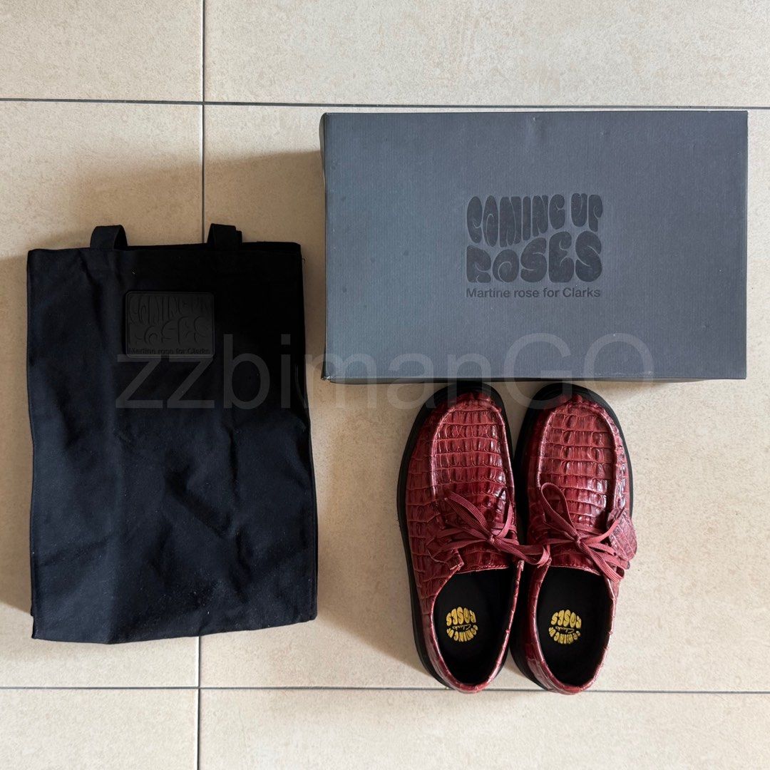 Clarks x Martine Rose Torview M Burgundy Leather, Men's Fashion ...