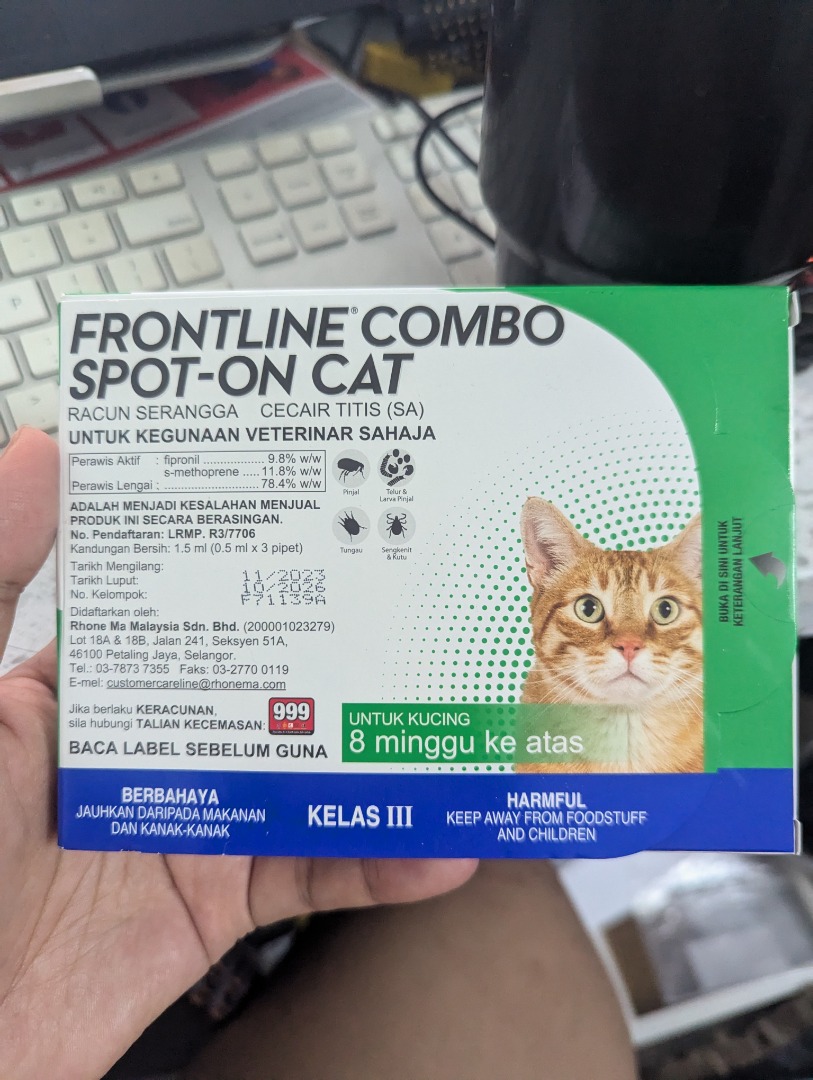 Frontline Combo Spot-On Cat Flea Treatment Exp 10/26, Pet Supplies ...