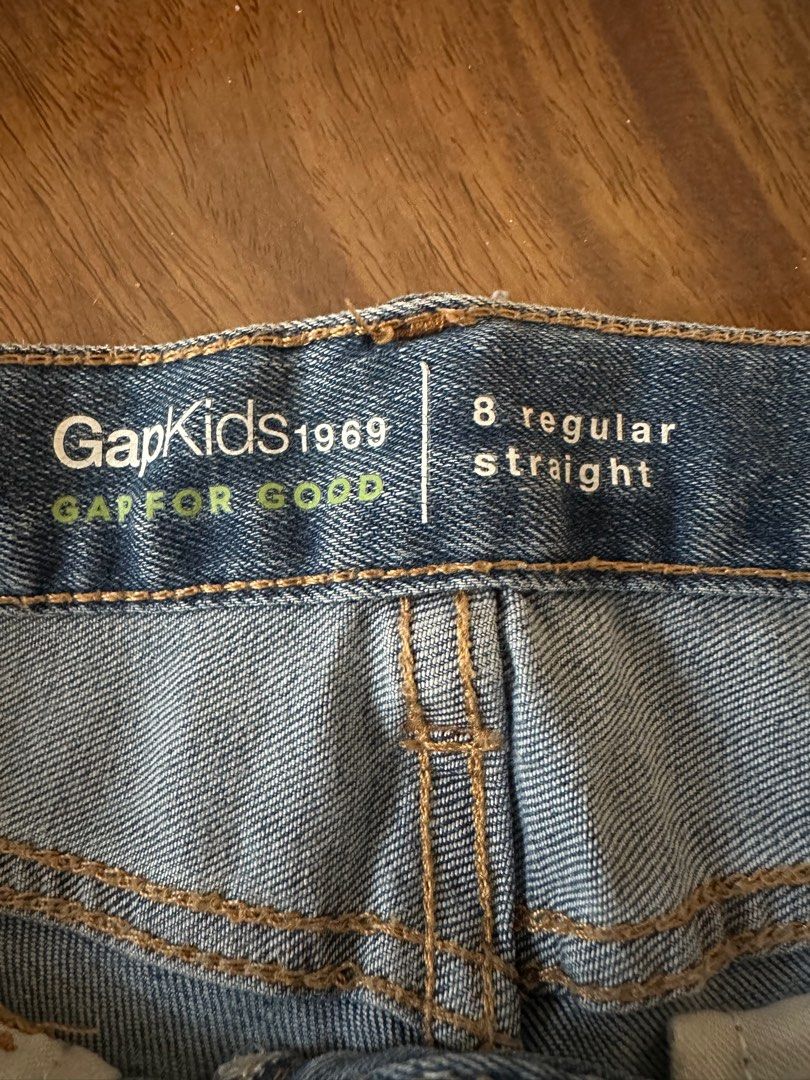 Gap Kids 1969 Regular Straight Jeans (Category: Babies & Kids Fashion) located in Bacoor. Submitted by thingsforthrifts (Listing ID 1404779102, Image 2). Description: - Gap Kids 1969 regular straight jeans - Size 8 - Regular straight fit - Distressed with rips and fading - Classic five-pocket design - Button and zipper closure - Made from denim WNo return No refund No exchange. Pls see photo for reference. Courier J&T paid by the buyer. #Minecraf