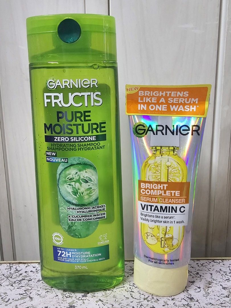 Garnier Shampoo and Serum Cleanser (Category: Bath) located in Pateros City. Submitted by chichachanceonestopshoppe (Listing ID 1404904590, Image 1). Description: shampoo from canada cleanser bought from lzda rfs: bawas stocks / need funds.