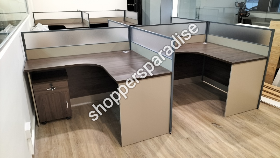 H305B - L Shape Workstation with High Partition, Moveable Pedestal ...
