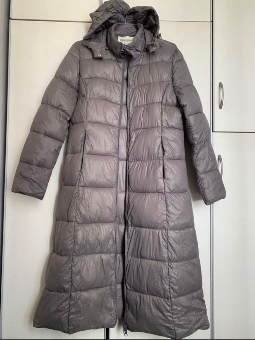 Hefengjinyu 灰色長款夾棉外套, 女裝, 外套及戶外衣服- Carousell