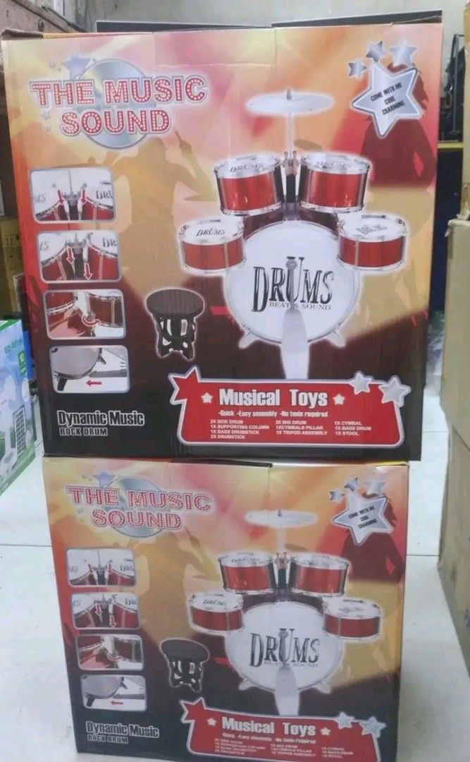 Kids drum set (Category: Musical Instruments) located in Manila. Submitted by yzlshop (Listing ID 1404937683, Image 2). Description: red 1100 blue 1200.