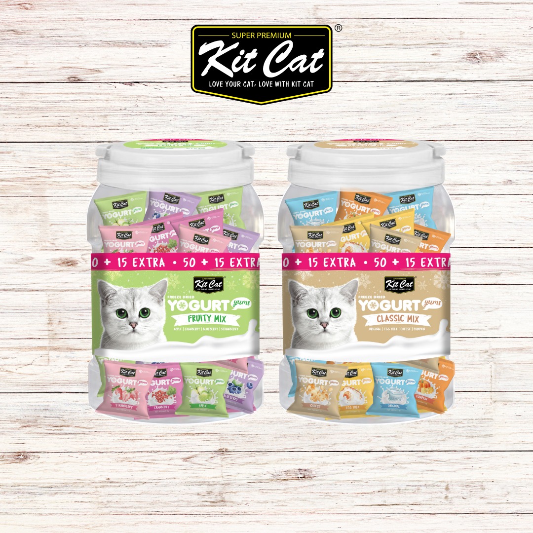 Kit Cat Yogurt Yums Freeze Dried Treats Tub for Cats 65pcs in Tub, Pet ...