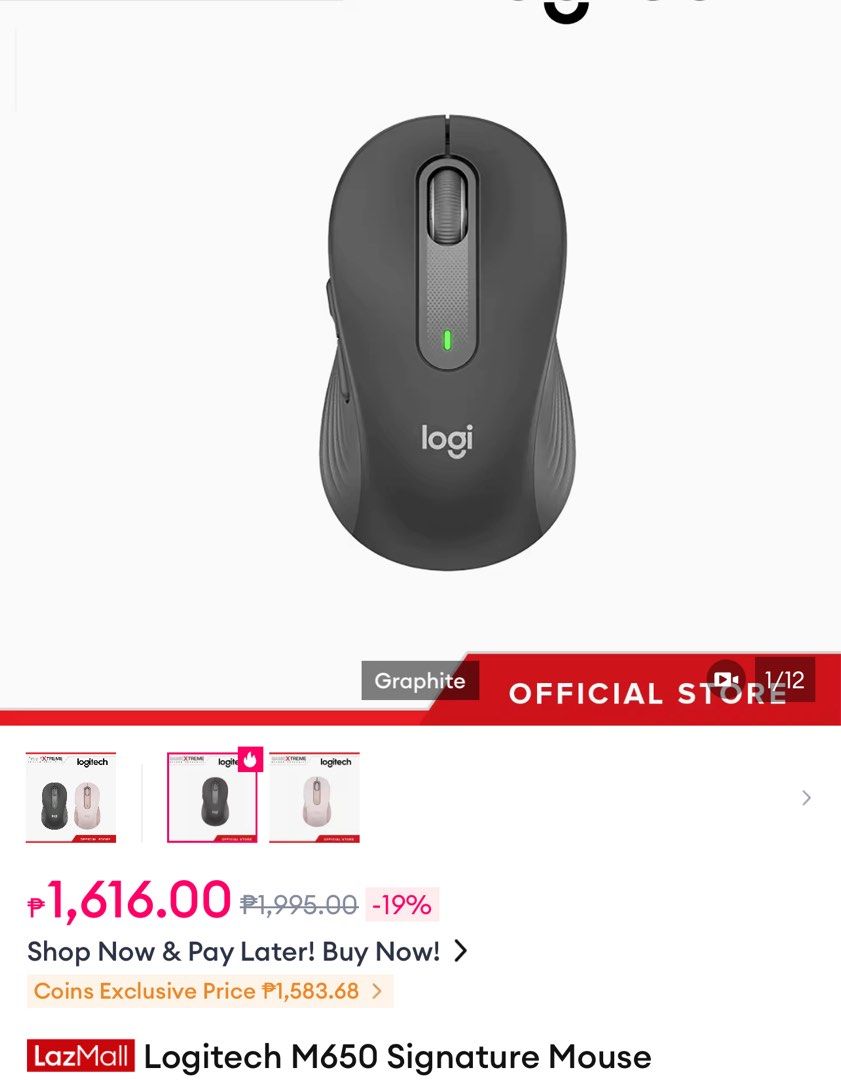 Logitech Signature M650 (Category: Mouse & Mousepads) located in Manila. Submitted by chiescake (Listing ID 1395266433, Image 1). Description: Good fit with the shape of hand, I love this mouse. Silent, bluetooth wireless mouse. Got this for 1,669 pesos. Great deal already. RFS: I accidentally bought 2. .