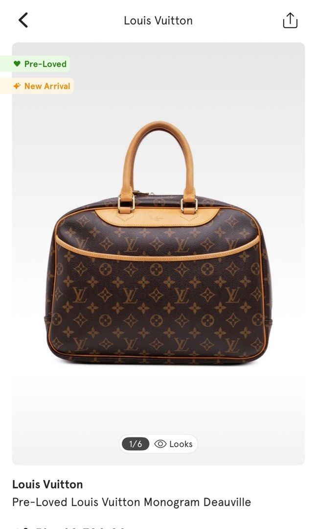 Louis Vuitton Monogram Deauville Handbag (Category: Luxury Bags & Wallets) located in Dipolog. Submitted by cheliadee (Listing ID 1404815439, Image 1). Description: - Authentic Louis Vuitton Deauville handbag - Iconic LV Monogram pattern - Tan leather trim and handles - Top handle design - Spacious interior - Structured shape - Secure closure - Perfect for everyday or travel use.