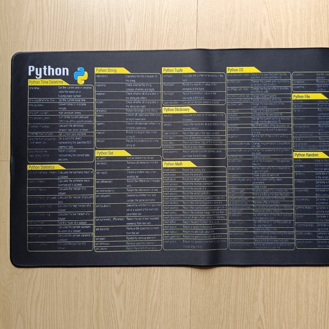 Python Programing Mouse Pad Large Shortcuts Cheat Sheet Keyboard Mousepad Stitched Edge Non-Slip Base Desk Mat for Engineer (Category: Mouse & Mousepads) located in Manila. Submitted by bautistatr77856 (Listing ID 1404842141, Image 2). Description: Pa'MINE 🤩🤩 Python Programing Mouse Pad Large Shortcuts Cheat Sheet Keyboard Mousepad Stitched Edge Non-Slip Base Desk Mat for Engineer ✅✅✅ ONHAND ✅✅✅ Pa-PM sa mga gustong mag avail✨🙏 YES TO: ✅ S. ch
