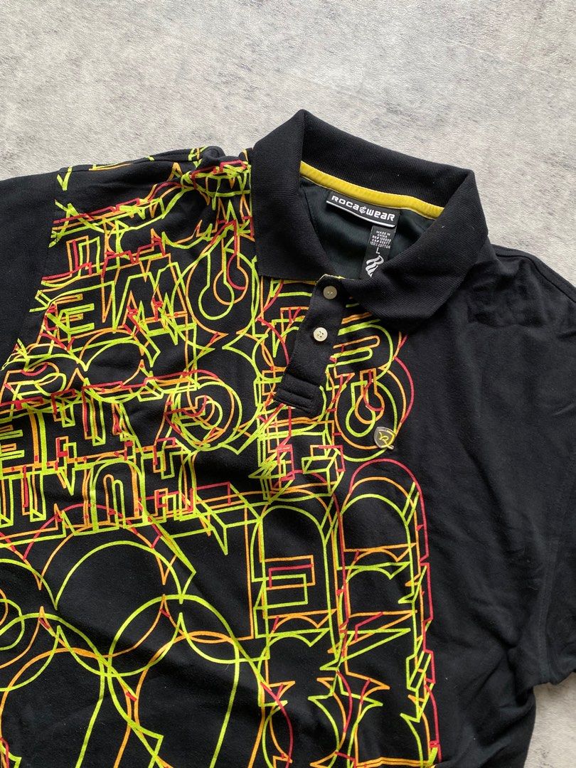 Rocawear Graphic Polo Shirt - Black (Category: Tshirts & Polo Shirts ) located in San Juan City. Submitted by deyberry (Listing ID 1404901600, Image 3). Description: ROC Polo Shirt Length - 32 inches Width - 23 inches Excellent condition 900.