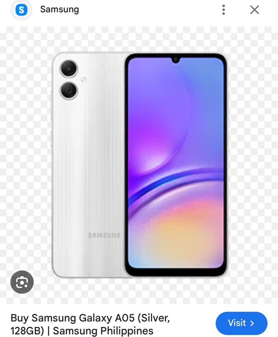 Samsung galaxy A05 (Category: Samsung) located in Taguig. Submitted by kitkat88boutique (Listing ID 1404856676, Image 1). Description: Back up phone only Hindi ginagamit I have every year free phone from my globe plan Kaya mliteral madaming phone.