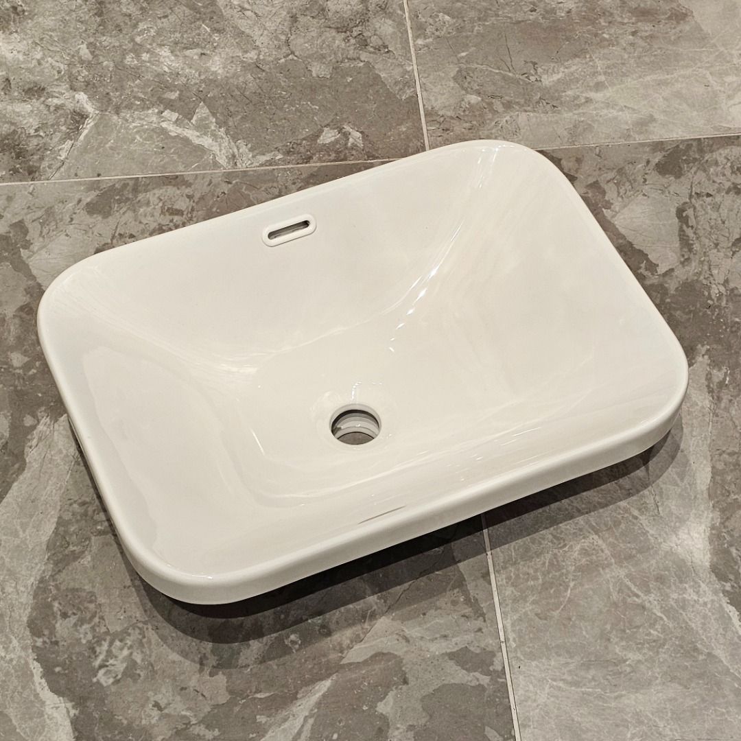Semi-drop Rectangular Basin (Category: Bathroom & Kitchen Fixtures) located in Singapore. Submitted by siaobinbin (Listing ID 1404834324, Image 2). Description: Type : Semi-drop Basin w/ overflow Size: 505 x 365 x 170mm Colour : White *No warranty *Condition-as-it-is , display pc *Cash & carry.