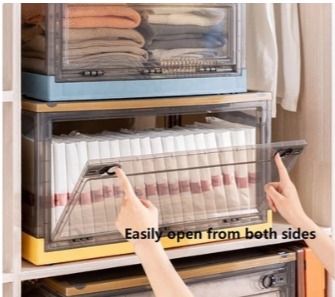 Stackable Foldable Storage Box (Category: Storage Boxes & Baskets) located in Singapore. Submitted by corgeshop051337379 (Listing ID 1404861224, Image 2). Description: Stackable & Stable - Easily Slot in Movable with Hidden Wheels Easily open from two Sides 4 Sizes Available: Small: 39*29.5*24cm Medium: 47.5*35.5*24cm Large: 51*36*31cm XL: 60*42.5*35cm ------- .