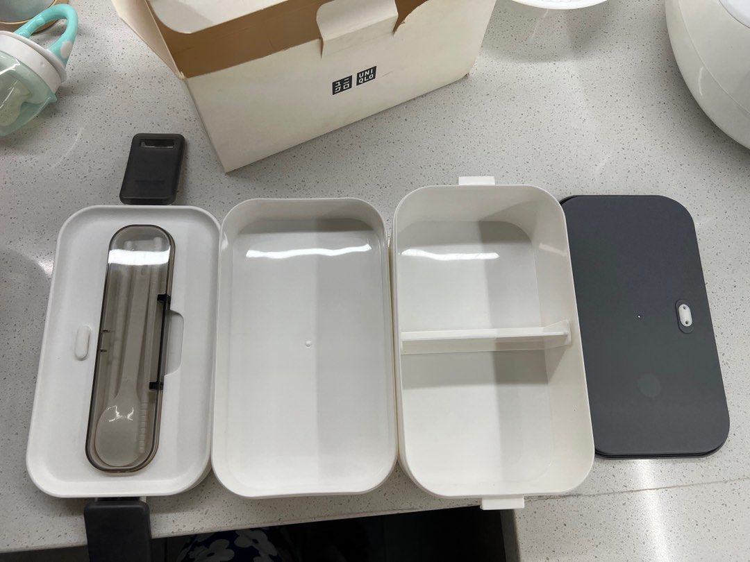 Uniqlo Double Layer Lunch Box with Utensils (Category: Food Organization & Storage) located in Manila. Submitted by cubbyhole525928 (Listing ID 1404828912, Image 2). Description: Free for minimum purchase of 1000 from my shop.