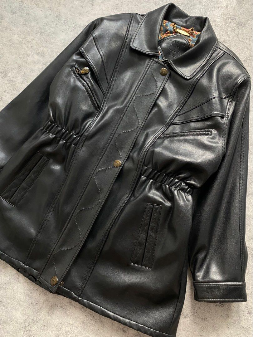 Valentino Italy Black Leather Jacket (Category: Coats, Jackets and Outerwear) located in San Juan City. Submitted by deyberry (Listing ID 1404908011, Image 2). Description: Vintage Valentino Black Leather Jacket Length - 32 inches Width - 20 inches Minimal scratches and holes Excellent condition 6000.