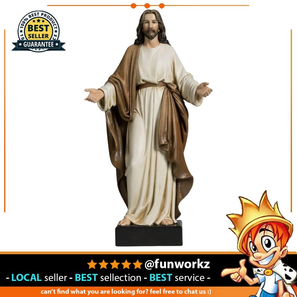 12inch Jesus Statue Hand Painted Jesus Christ with Open Arms Religious ...
