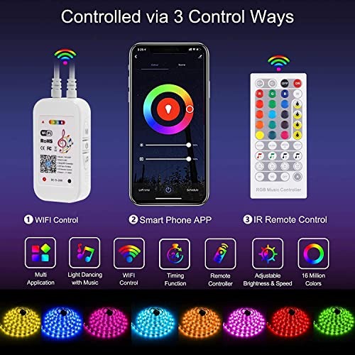 20m Alexa LED Strip Lights with Remote 65.6ft WiFi RGB Colour Changing ...