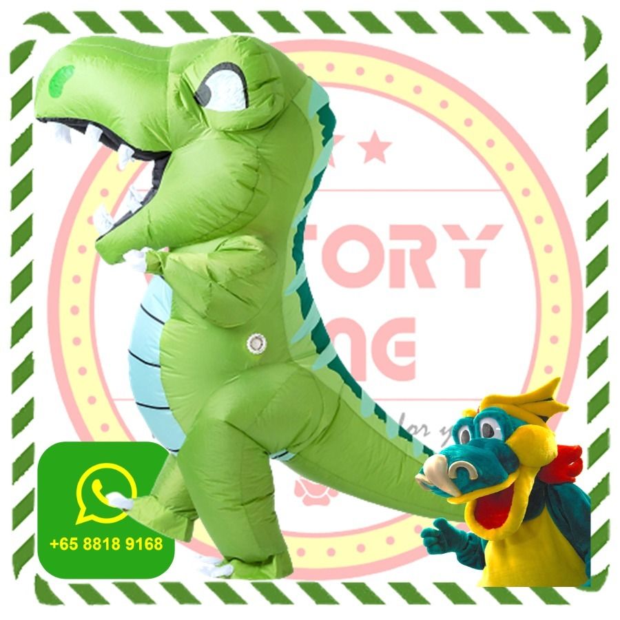 🦖 Green Cartoon T-Rex Inflatable Costume – Playful & Prehistoric ...