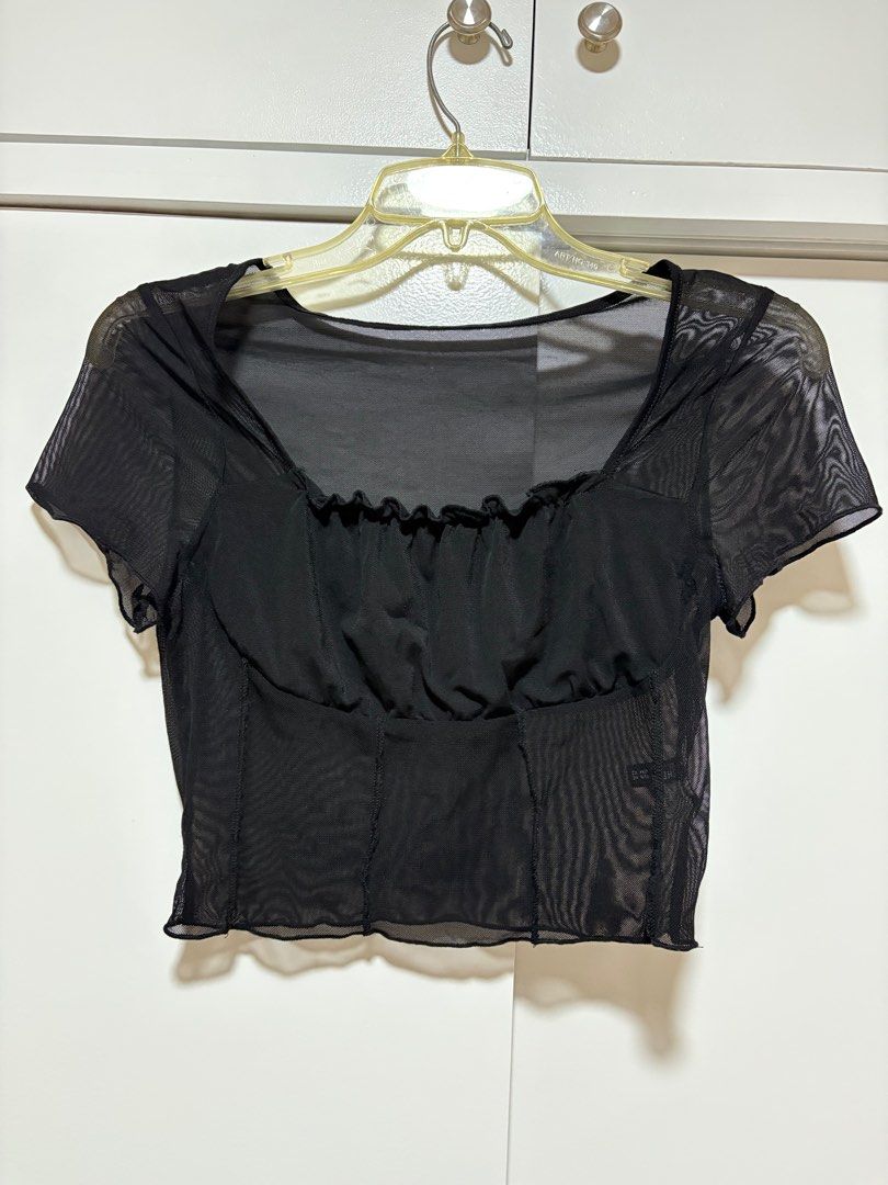 Black shein see through top | XS | 100 (Category: Blouses) located in Manila. Submitted by k.arttrash (Listing ID 1405113967, Image 1). Description: .