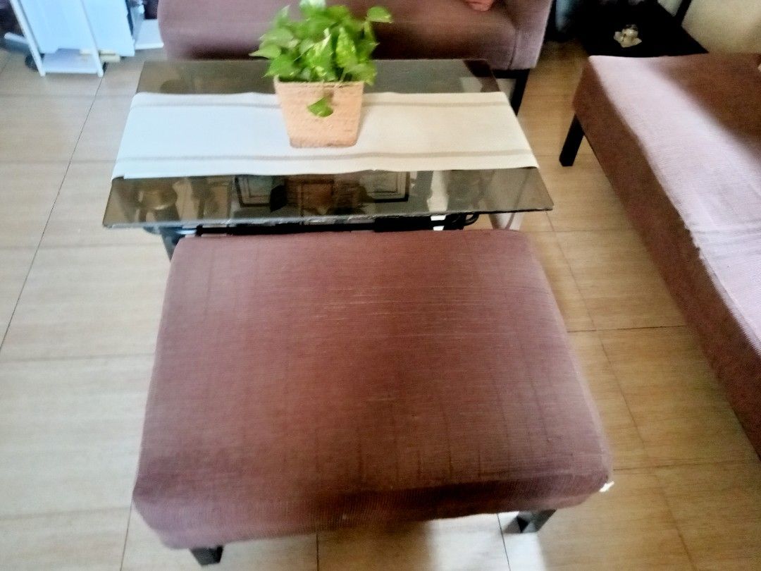 Brown Sofa Set (Category: Sofas) located in Cainta. Submitted by kovictorm (Listing ID 1405097438, Image 2). Description: living area sofa 3 pcs with center table foot rest included .
