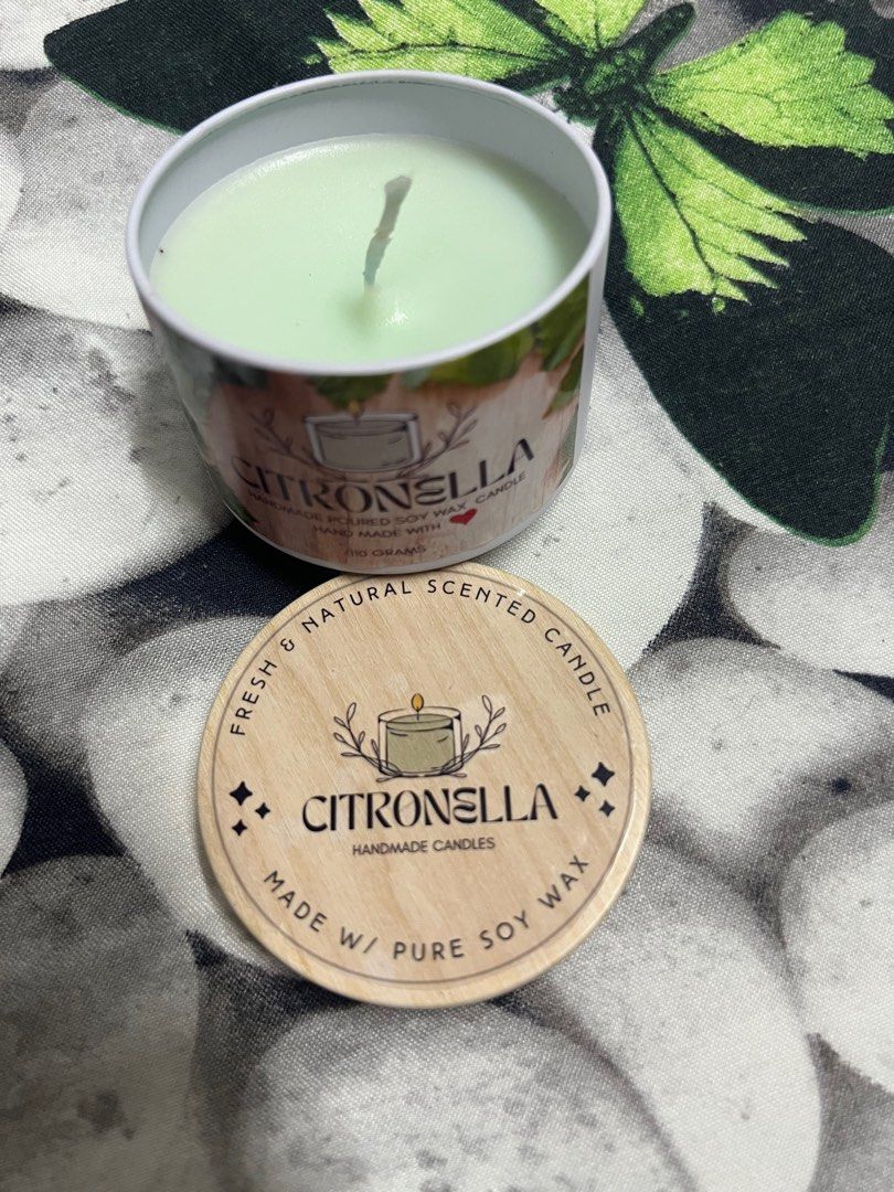 Citronella premium soy candle (Category: Insect Repellents) located in Pasig City. Submitted by jumong_naruto_sakura (Listing ID 1405037213, Image 1). Description: 110grams - 85 pesos 180grams - 175pesos Citronella insect repellant made from premium soy candle . .